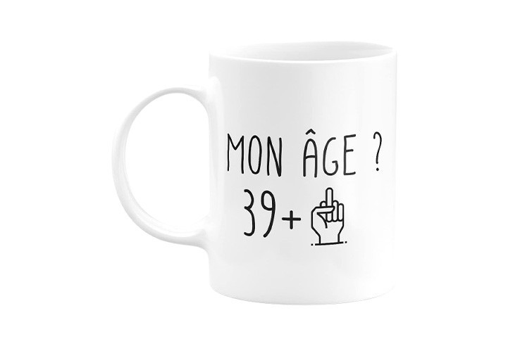 Tasse 40 ans blanche fun doigt d'honneur pour anniversaire