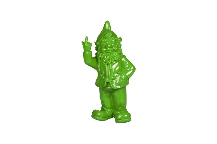 Statuette nain de jardin doigt d'honneur 20cm vert