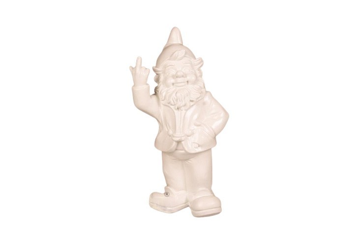 Figurine nain de jardin doigt d'honneur blanc 32cm