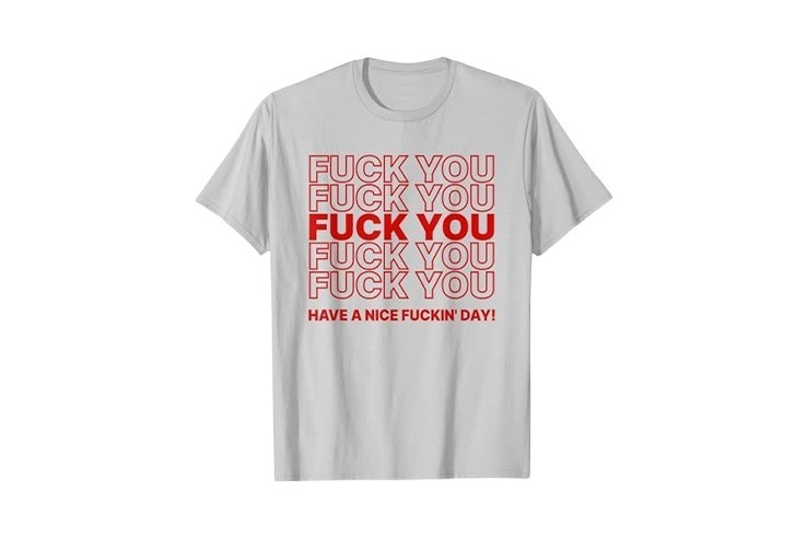 Tee-shirt gris et rouge motif "Fuck You" pour homme