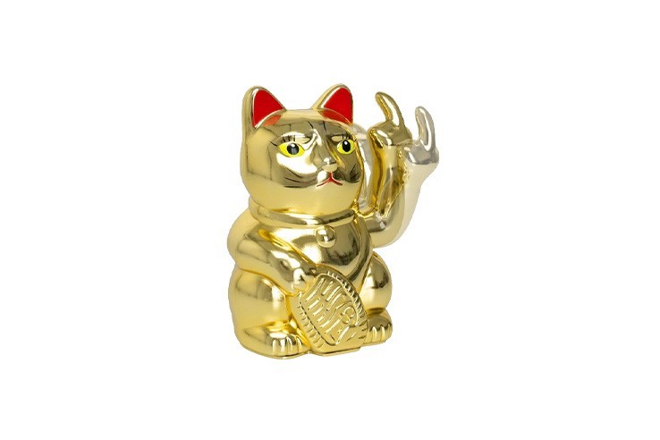 Chat Lucky Cat couleur or avec doigt d'honneur de décoration