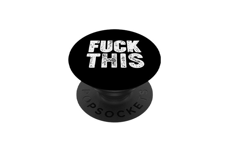 PopSockets PopGrip interchangeable noir avec inscription Fuck This