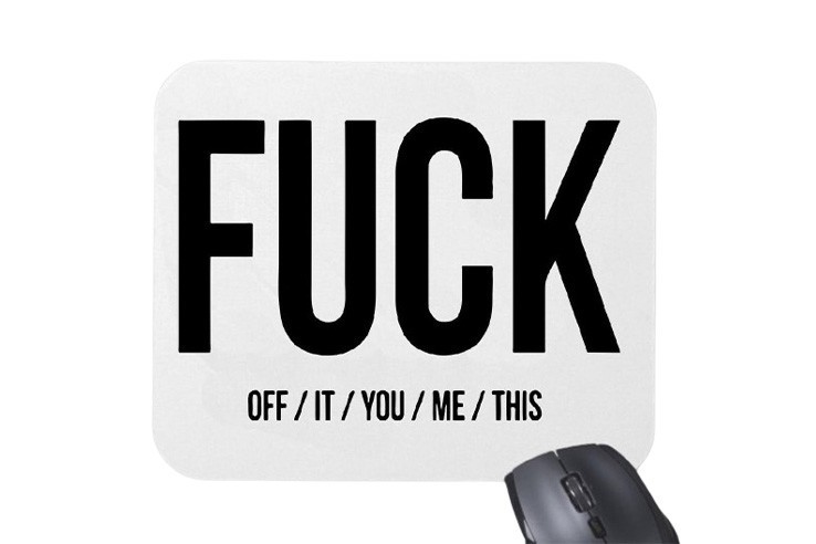 Tapis de souris "Fuck" blanc et noir