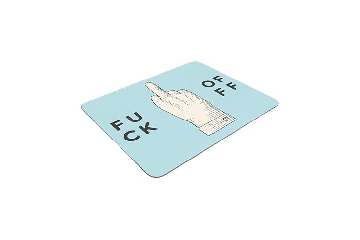 Tapis de souris bleu pour bureau doigt d'honneur "Fuck Off"