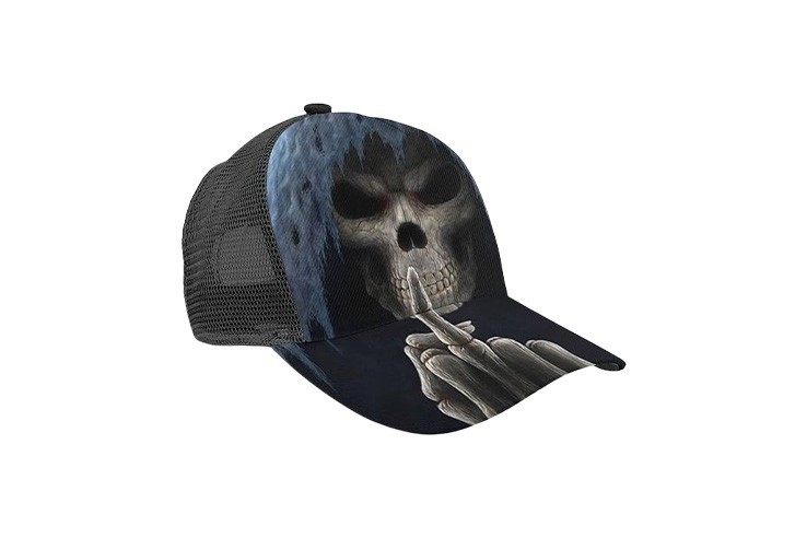 Casquette style trucker pour homme squelette doigt d'honneur halloween