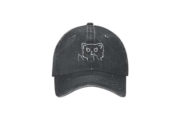 Casquette à motif chat doigt d'honneur couleur grise