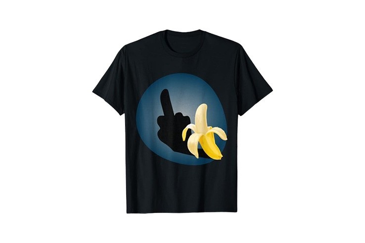 Tee-shirt humoristique avec motif banane doigt d'honneur noir pour homme