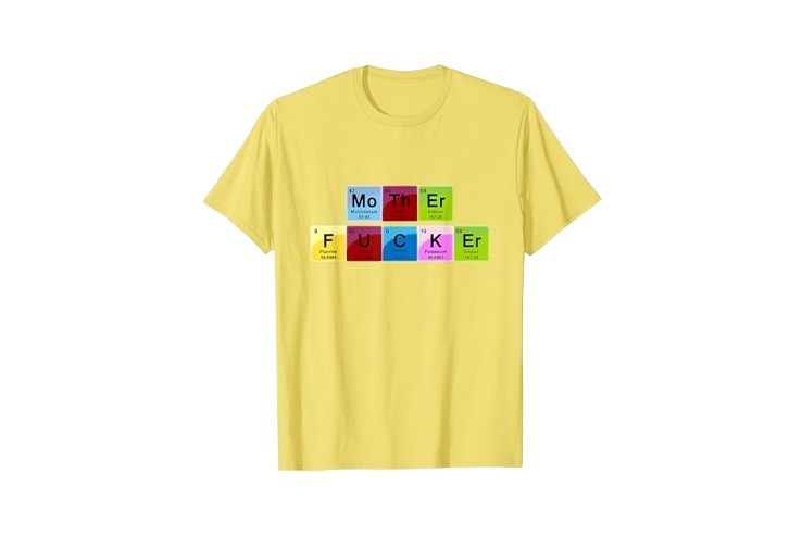 T-shirt drôle et moderne avec tableau périodique Mother fucker jaune pour homme