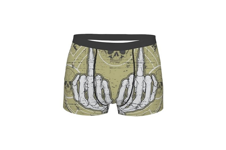 Boxer vintage main squelette doigt d'honneur pour homme