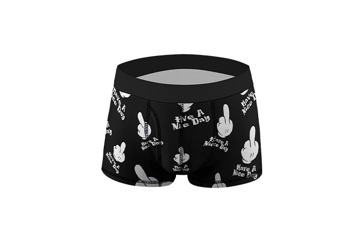 Boxer homme à motif main de Mickey doigt d'honneur et inscription "Have A Nice Day"