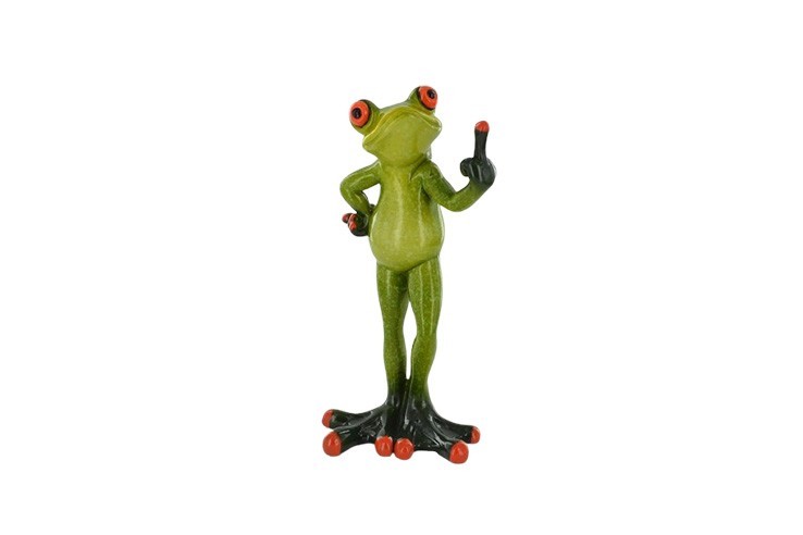 Statue grenouille doigt d'honneur