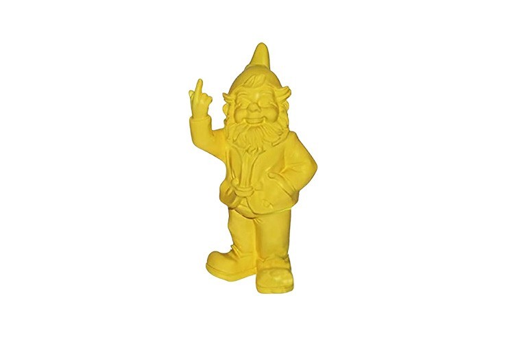 Statuette 30 cm jaune amusante nain de jardin doigt d'honneur