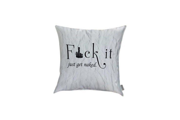 Housse de coussin 45x45 cm moderne avec inscription Fuck it et doigt d'honneur