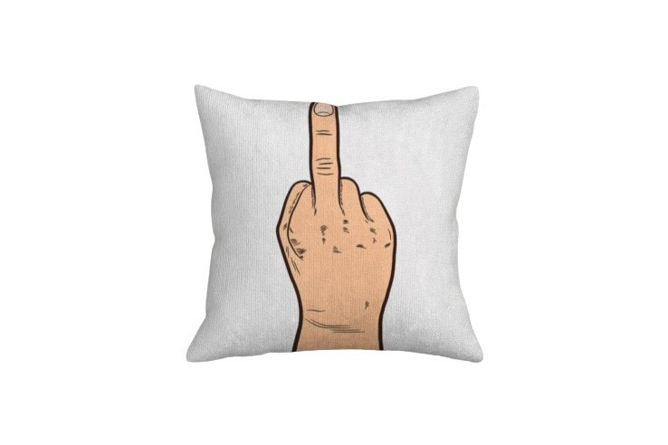 Housse de coussin 45x45 cm motif doigt d'honneur fuck