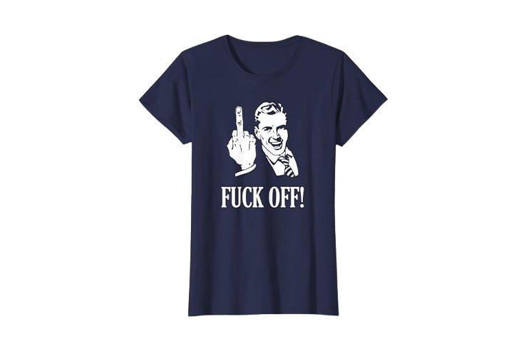 Tshirt pour femme doigt d'honneur Fuck Off bleu marine