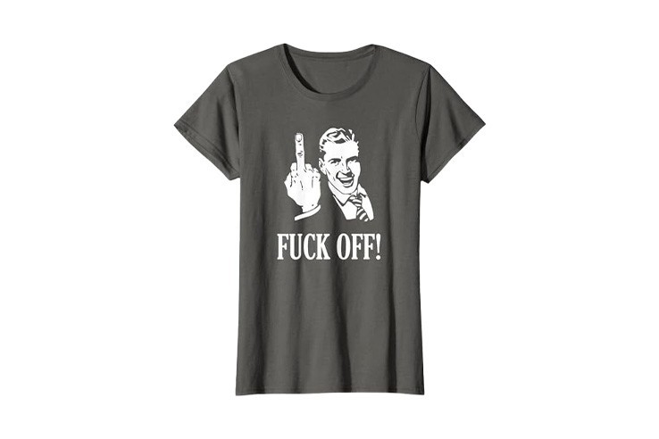 Tee-shirt manche courte gris Fuck Off doigt d'honneur femme