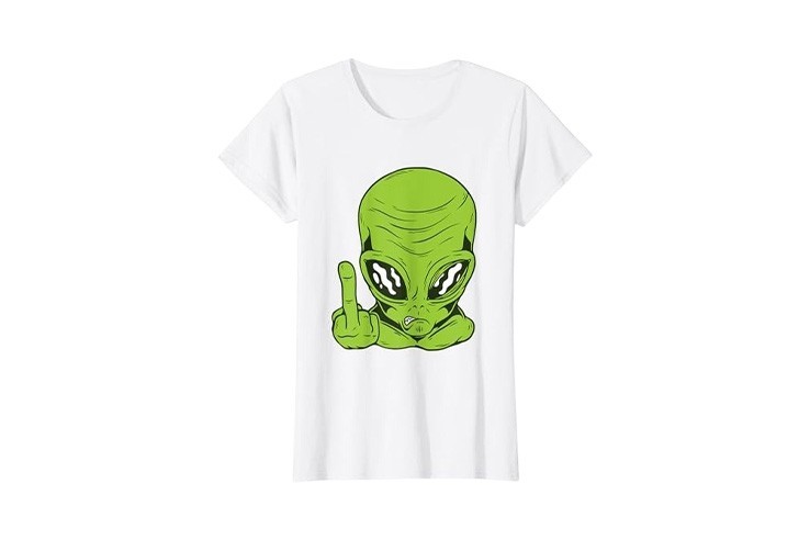 Tee-shirt femme alien doigt d'honneur 🌟 Fun, tendance et stylé !